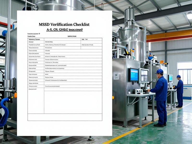 MSDS verification checklist for chemical additives