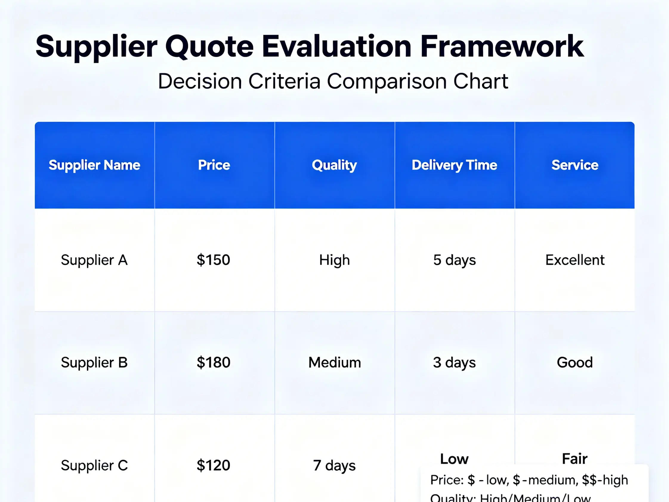Supplier quote evaluation framework