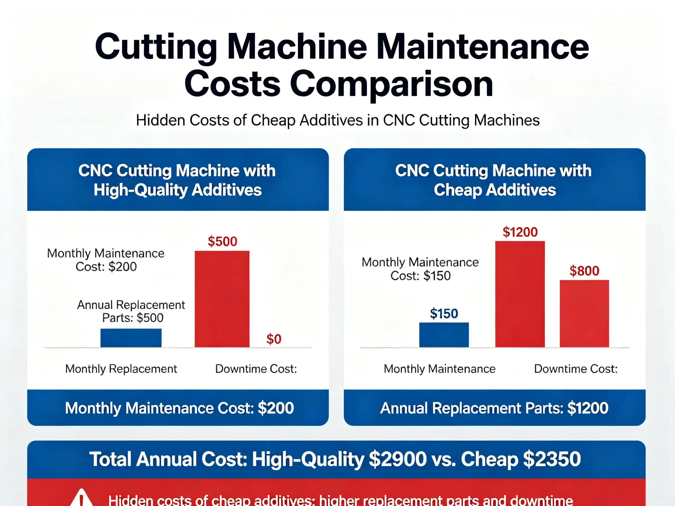 Hidden costs of cheap additives in CNC cutting machines Cutting machine maintenance costs comparison